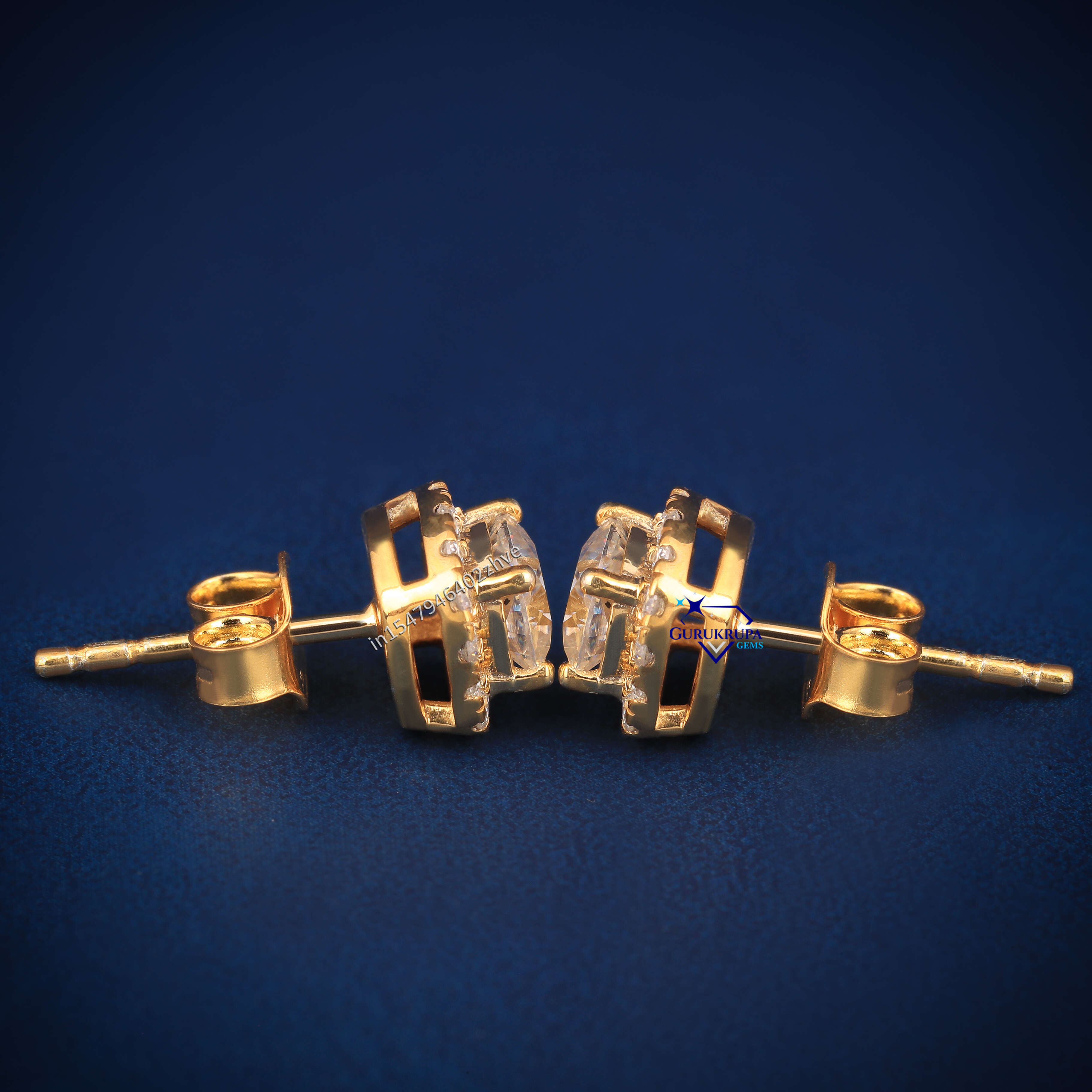 Pass Diamond Tester 14k Solid Yellow Gold Screw Back Iced Out 1ct Hip Hop Halo Square Moissanite Diamond Stud Earrings