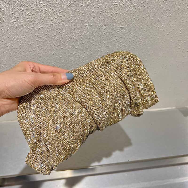 New Style Evening Clutch Diamond Bag Shiny Rhinestone Pleated Cloud Dumpling Clip Bag Single Shoulder Crossbody Bag New Free Delivery Designer Bag