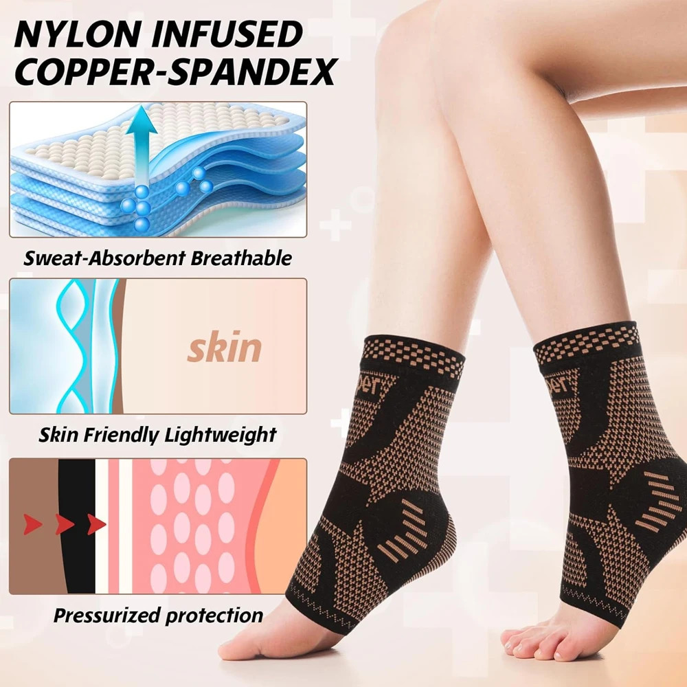 1PC Copper Infused Ankle Support Compression SocksAnkle Braces for Men WomenAnkle SleevesFoot Wraps 250530