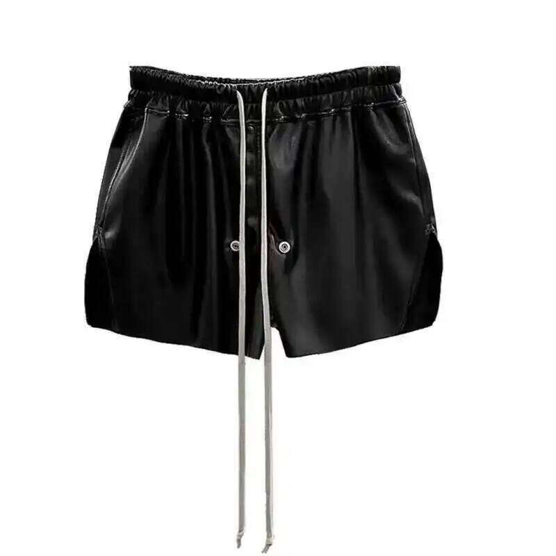 HKSH Summer New Men's Tide Chic RO Shorts High Street Dark Zipper Elastic Waist Leather Fashion Ins Gothic Cotton Capris Hk1807