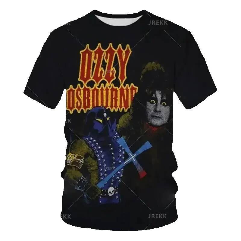 Ozzy Osbourne Punk Rock Band Print T-Shirt, Fashion Creative Rapper Clothing, 3D T-Shirt for Men and Boys