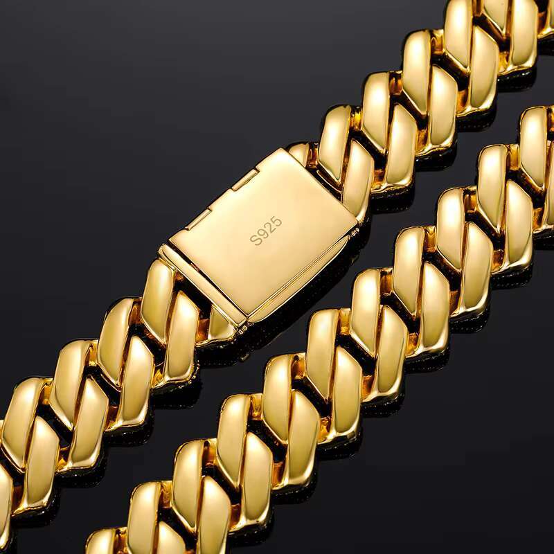 5A CZ Moissanite Hip Hop Mens Cuban Link Chain Necklace Silver and 18K Gold Bracelet Anklet Iced Out Cuban Necklace