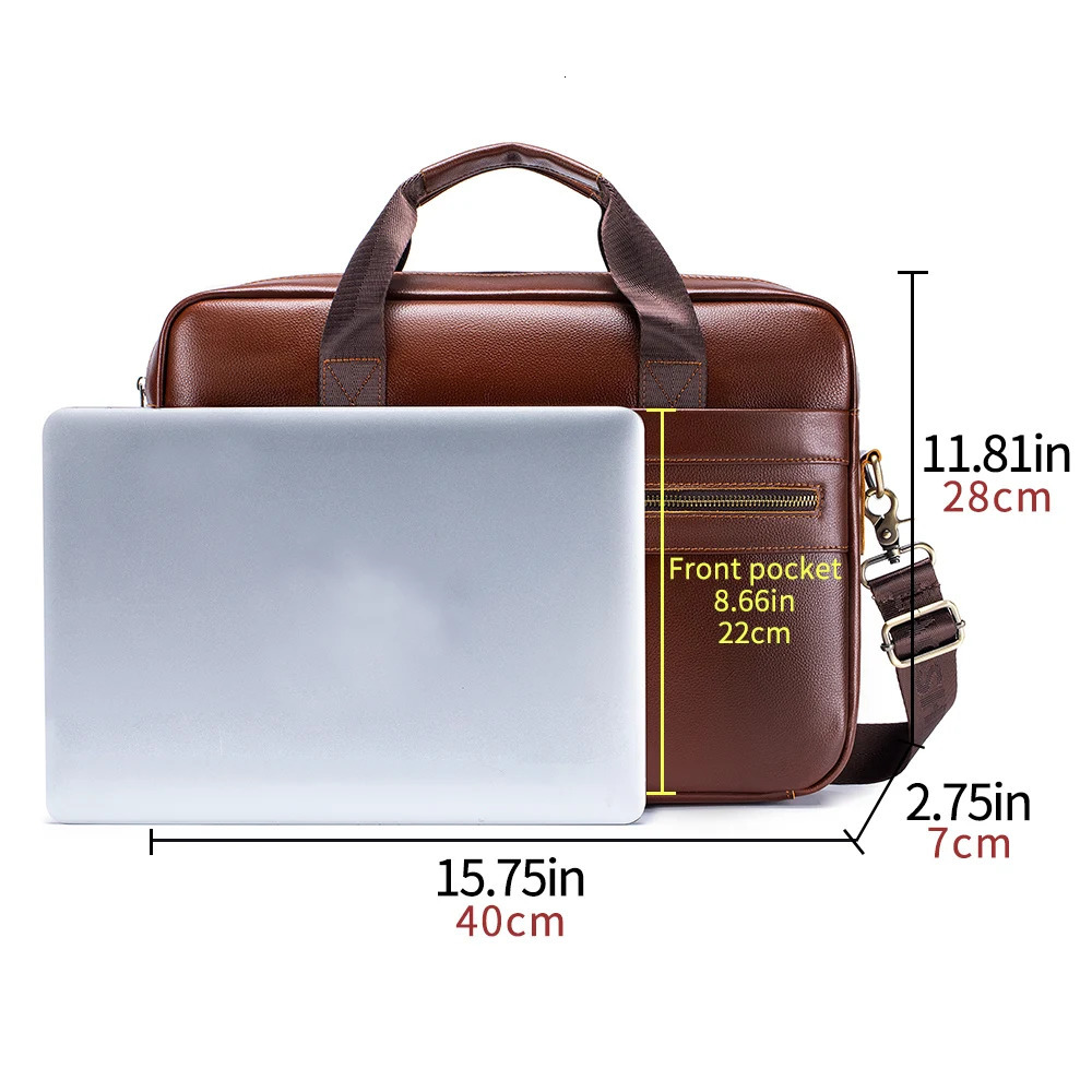 Mens leather briefcase cowhide shoulder crossbody bag large capacity office computer bag multifunctional handbag 250526