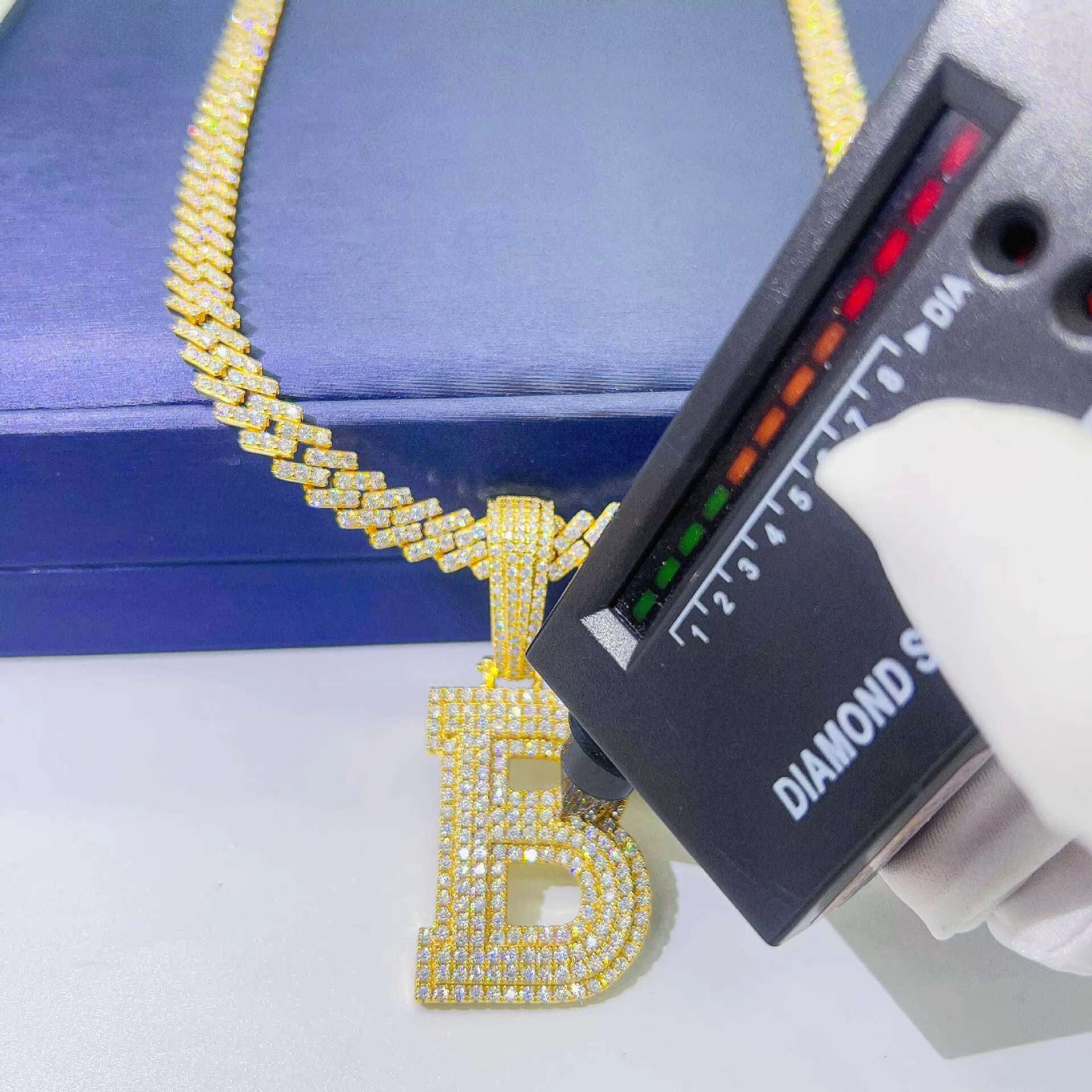 Ice Crystal Hip Hop Pendant Necklace Moissanite Pendant Jewelry English Alphabet Cuban Sterling Silver Pendant