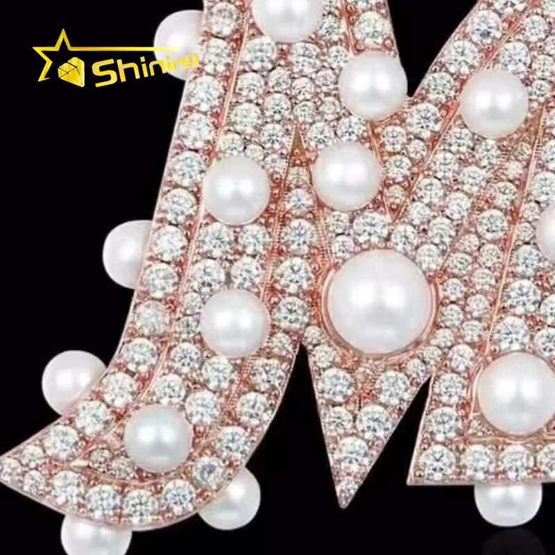 New Trendy Personality Hip Hop Jewelry Pearl Style Custom Iced Out S925 Name Necklace Pendant Fine Charms VVS Moissanite Pendant