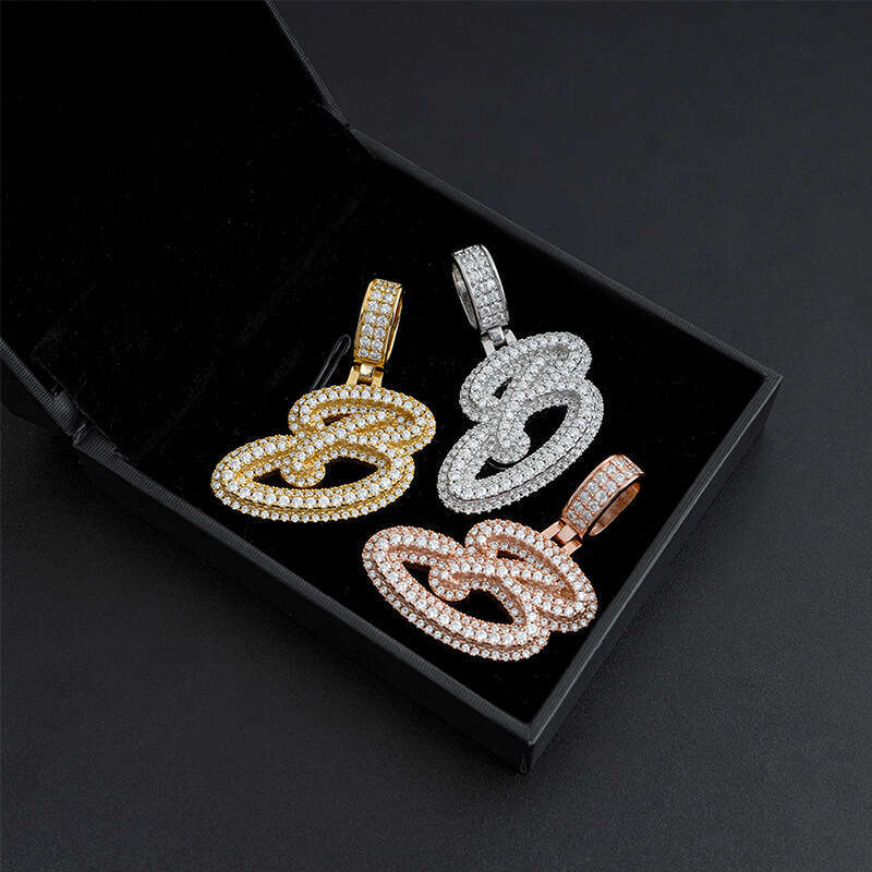 GRA Certificates Hip Hop Iced Out Fire Jewelry Sterling Sier VVS1 Moissanite Initial B Letter Pendant