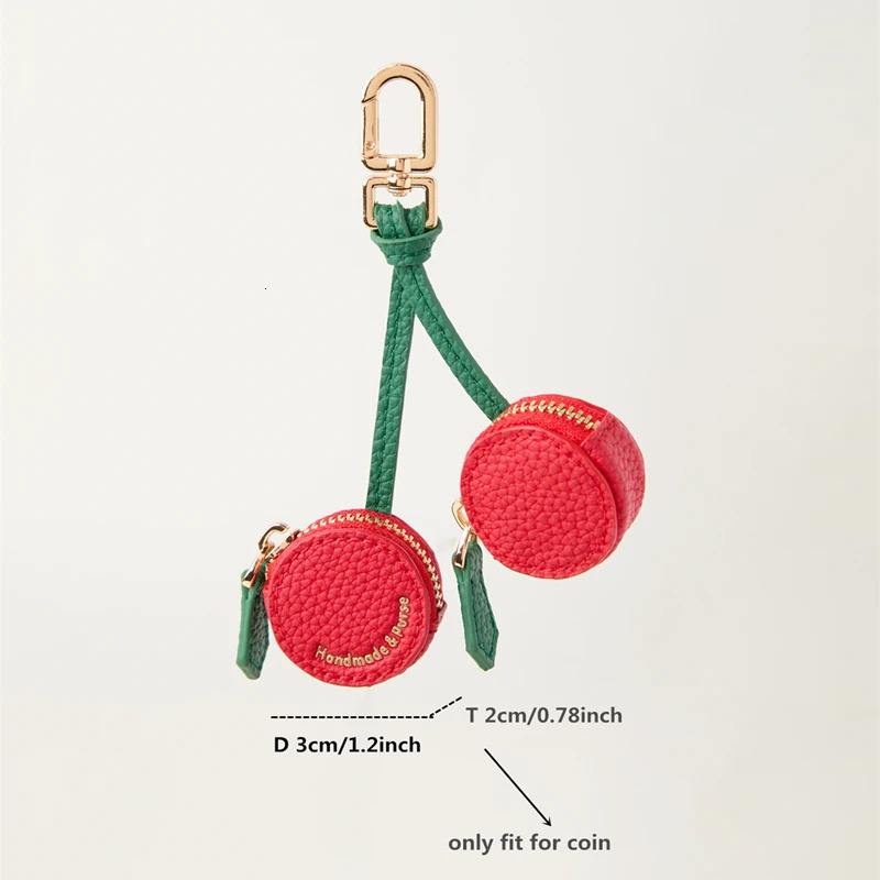 Charming cherry Mini fruit Coin Purse Microfiber leather Charm with Keychain Sweet Style for airtag women gift 250530