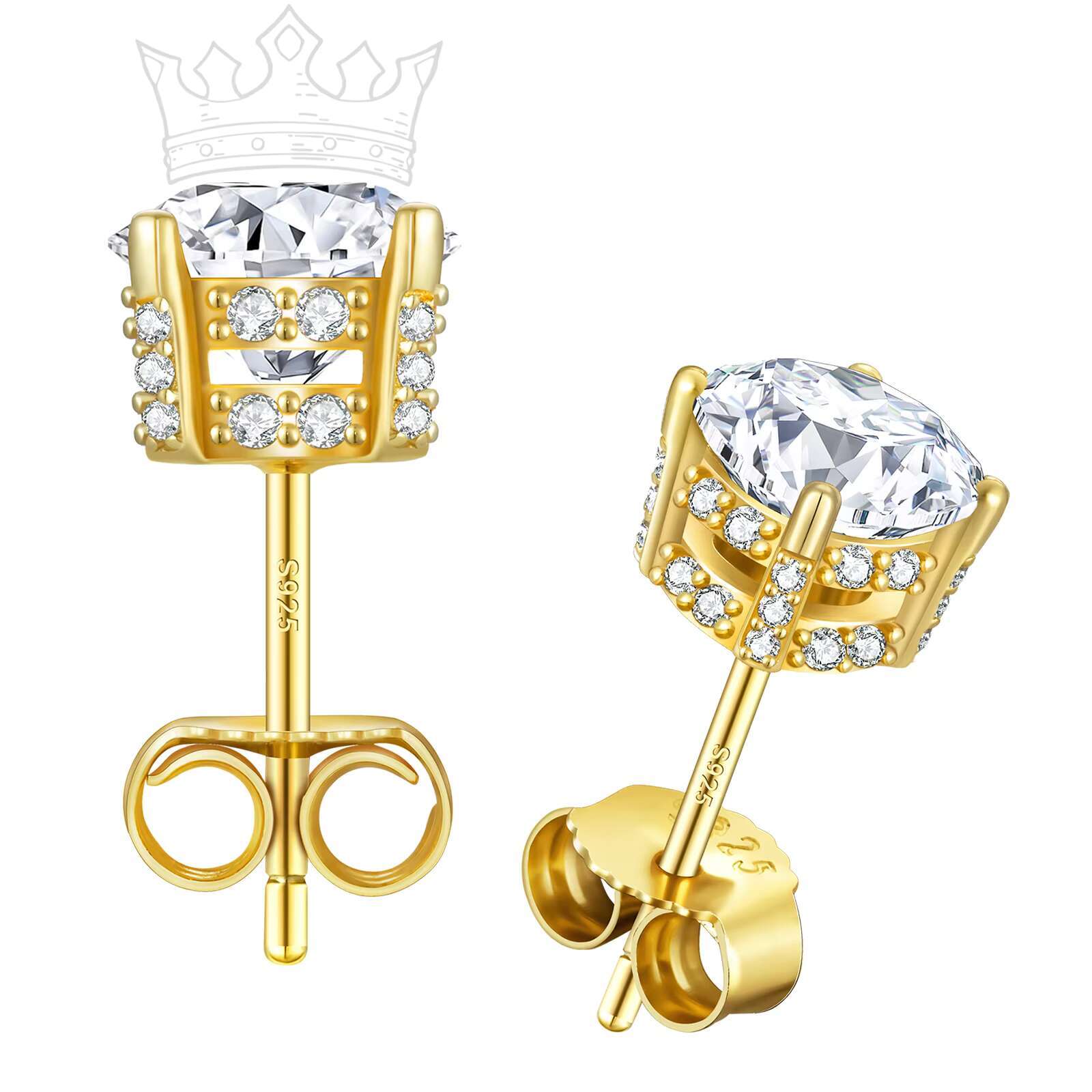 Shiny Flower Moissanite Earrings Lab Created Diamond 925 Sterling Silver Stud Men Women Jewelry Gifts 2CT VVS GRA Golden Earring