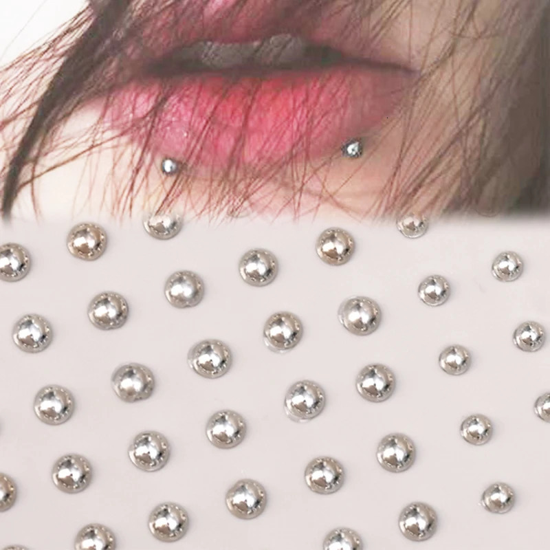 180 PC Non Piercing Lip Nails Sticker Selfadhesive Waterproof Reusable Fake Lip Nail Eyebrow Nose Ring Body Belly Button Jewelry 250530