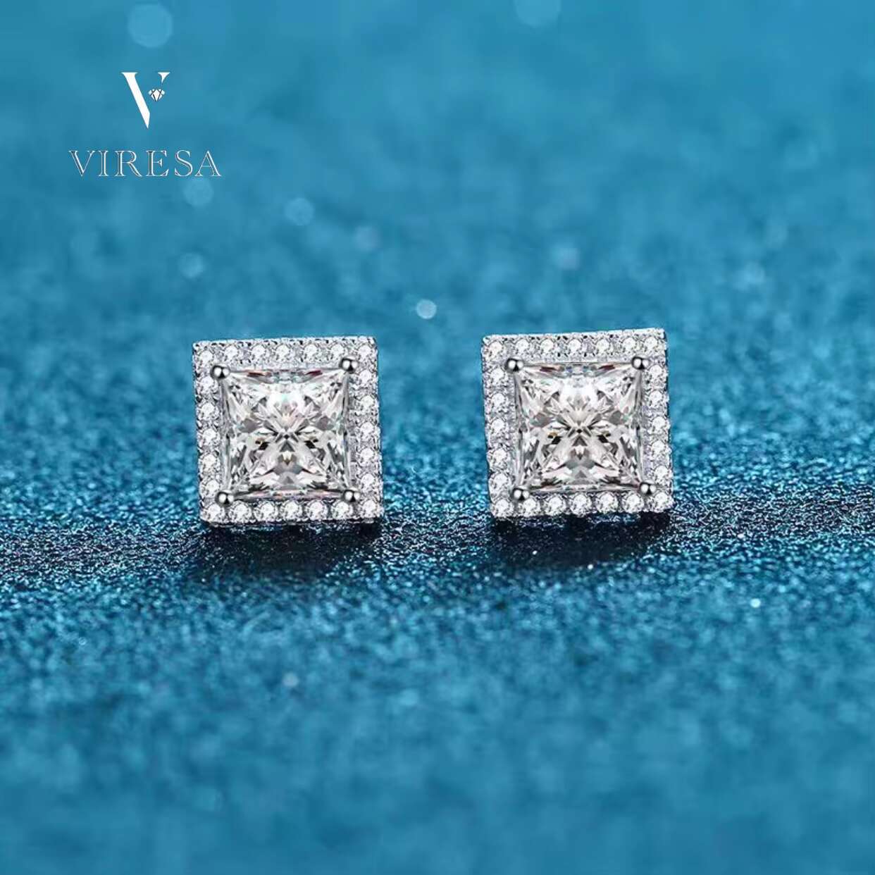 Sleek 925 Silver 14K Gold Hip Hop Square Moissanite Screw Back Earrings