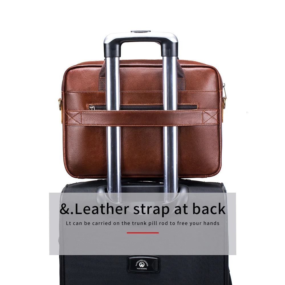 Mens leather briefcase cowhide shoulder crossbody bag large capacity office computer bag multifunctional handbag 250526