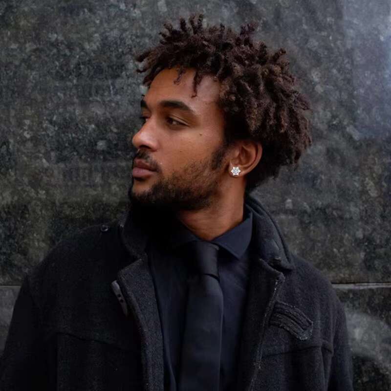 925 Sterling Silver Moissanite Diamond Snowflake Stud Hip Hop Hoop Earrings for Women Men