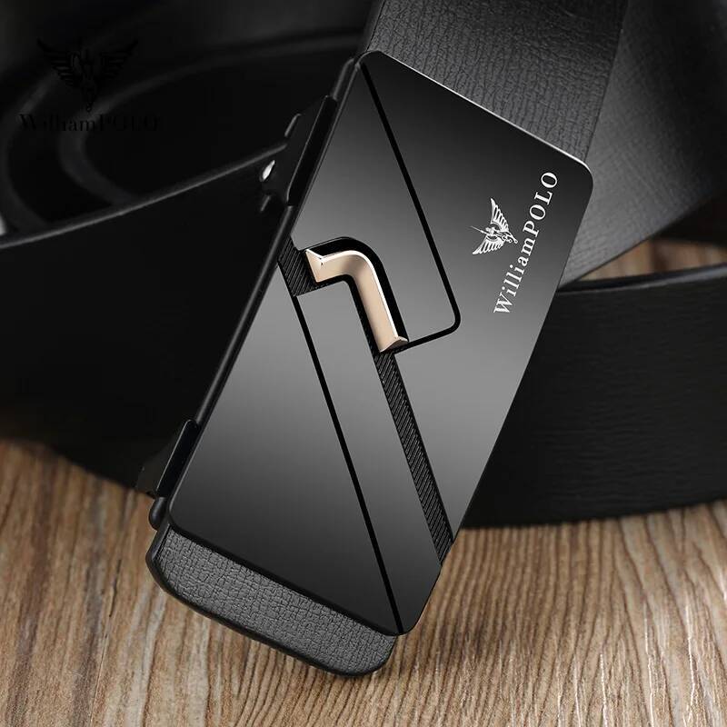 Men's casual minimalist toothless belt, automatic buckle, fashionable belt