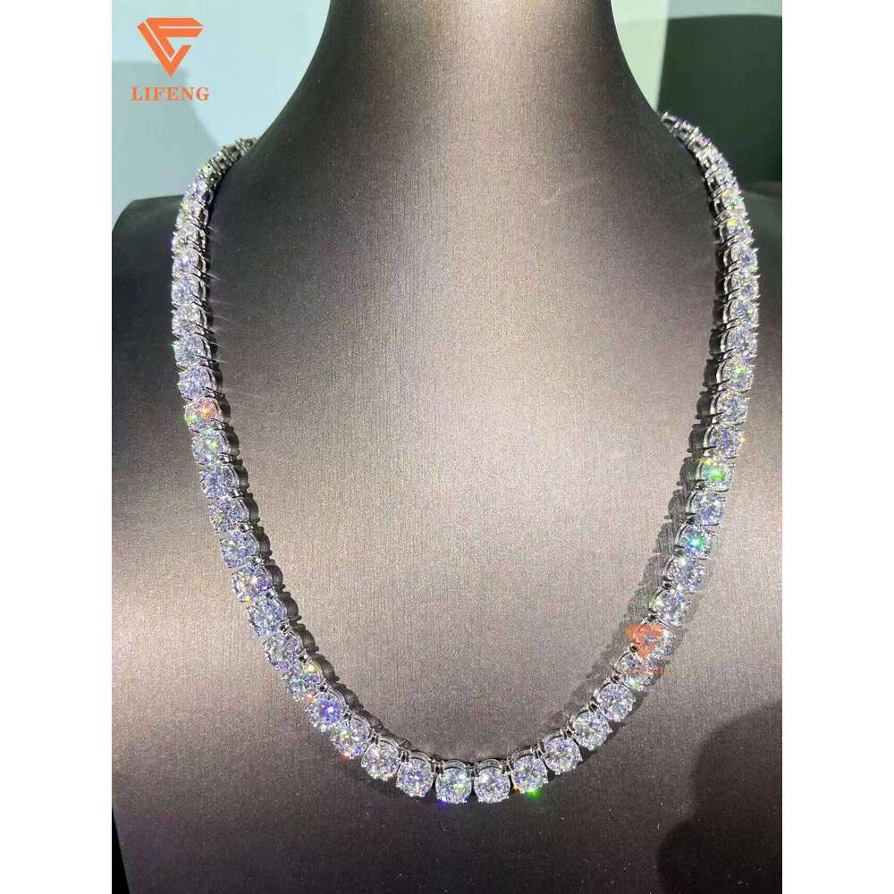Lifeng Jewelry Ice Out Hip Hop Tennis Chain 8mm VVS Moissanite Sterling Sier Bling White Gold Necklace