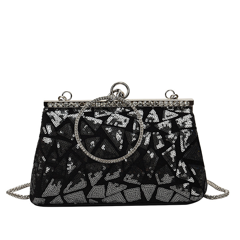 Free Shipping Designers New Handbag With Embroidered Sequins For Ladies Dinner Bag Iron Ring Clip Mouth Womens Bag Cross-border Hot Selling Retro Wome