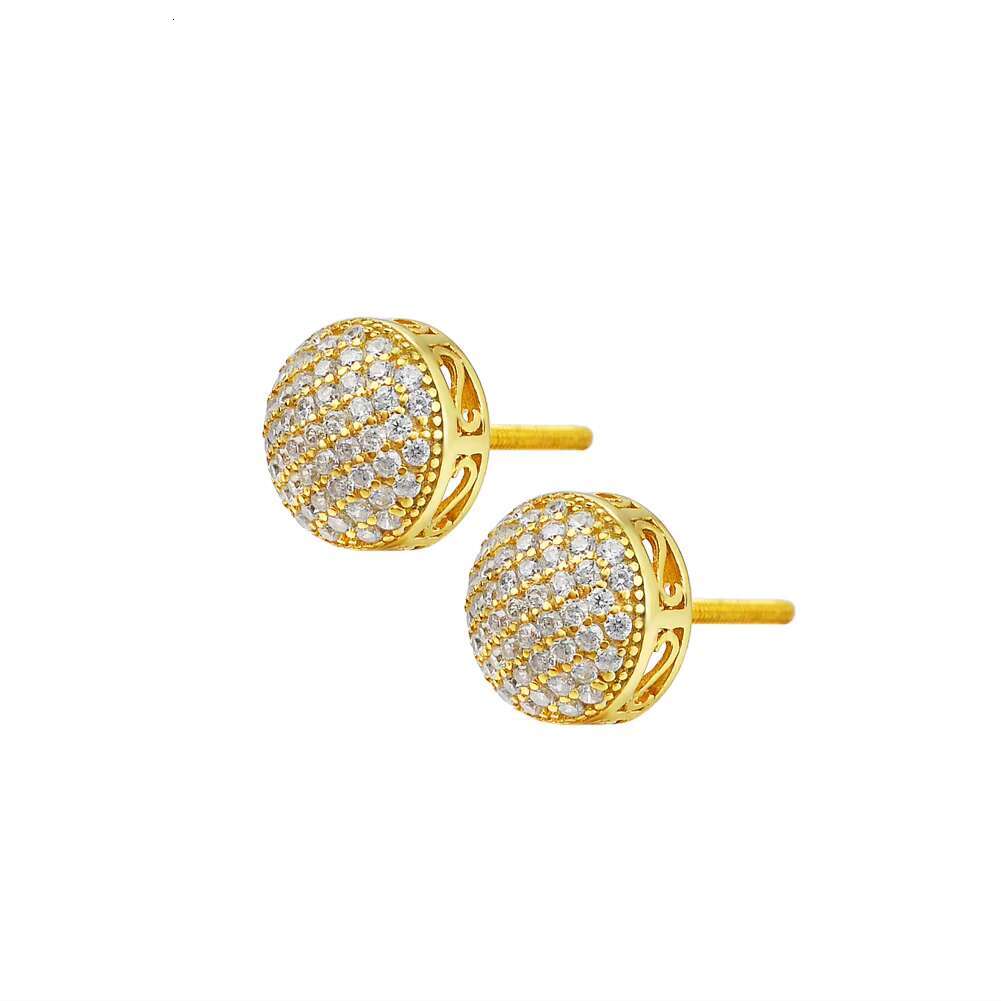 Hot Fine Jewelry Pure 18K Gold Plated 9mm VVS Moissanite Diamond 925 Silver Circle Round Studs Earrings for Men