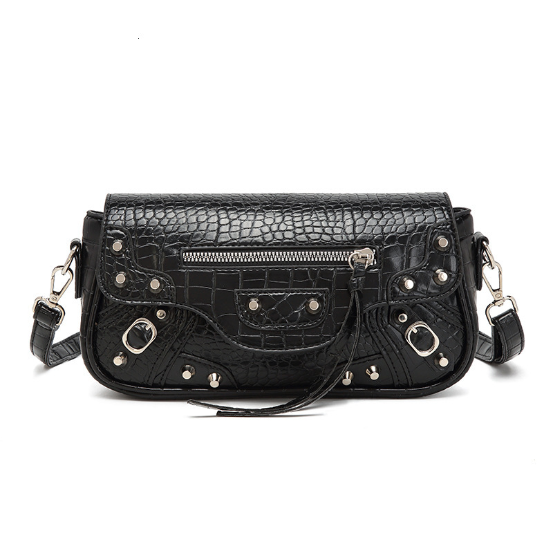 designer Niche Designer Bag for Women 2025 New Fashion Simple Studded Motorcycle Bag Trendy Shoulder Underarm Bag Crossbody Bag