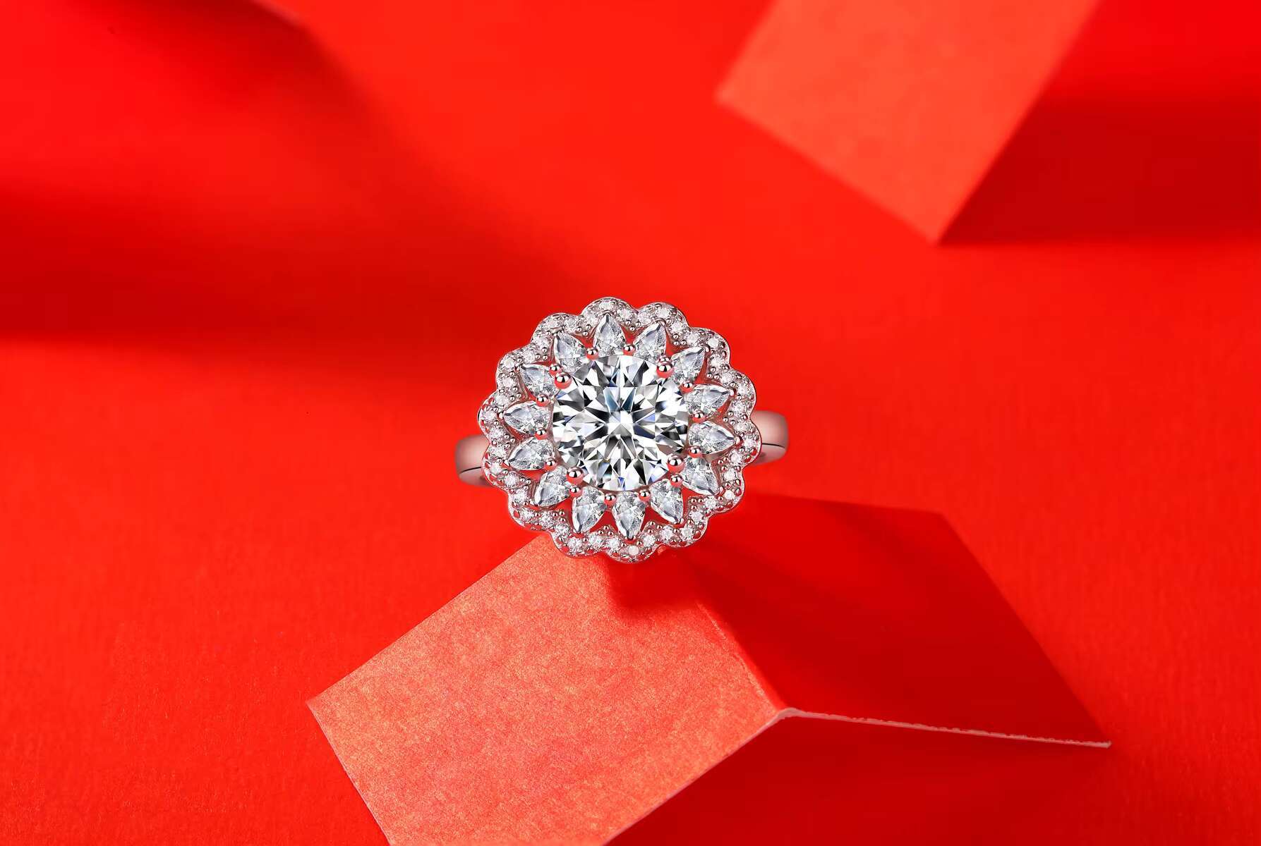 Jiuzhuan Jewelry 925 Sterling Silver Ring 2ct Moissanite Custom Engagement Wedding Ring for Women