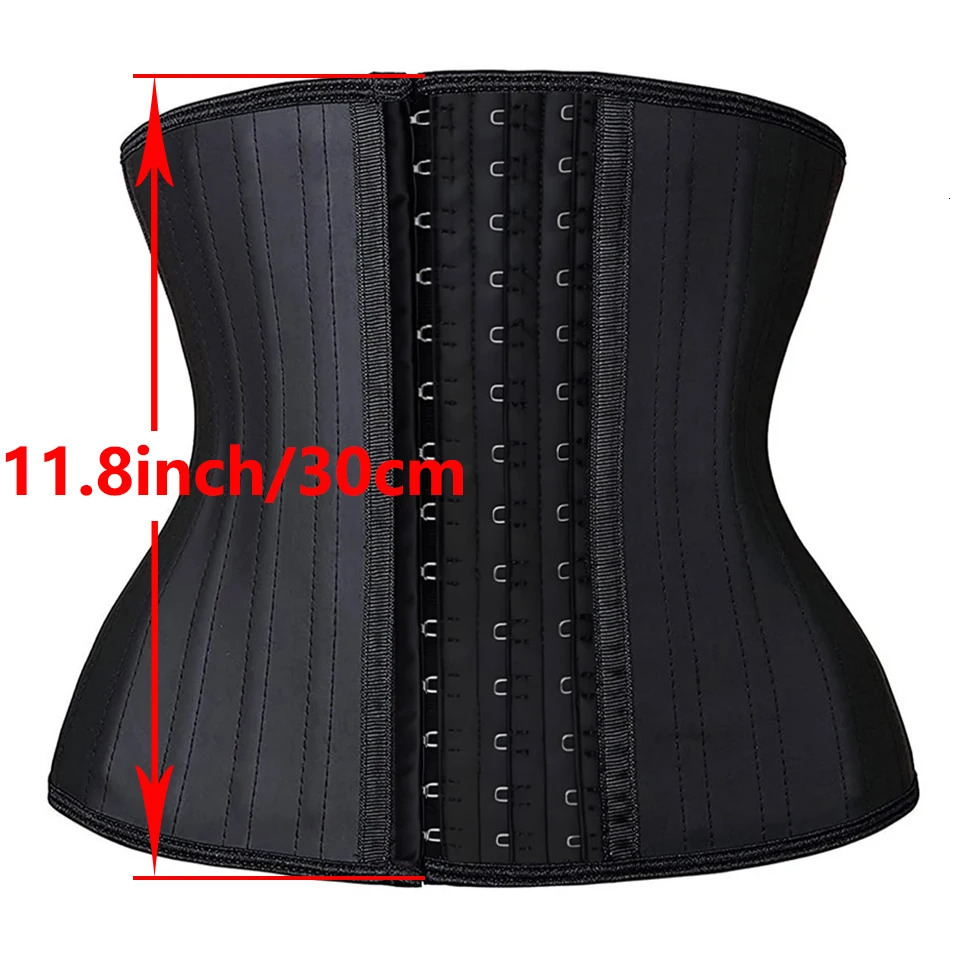25 Steel Bones Latex Waist Trainer Hook And Eye Corset Fajas Belt Cincher Underbust Korset 250523
