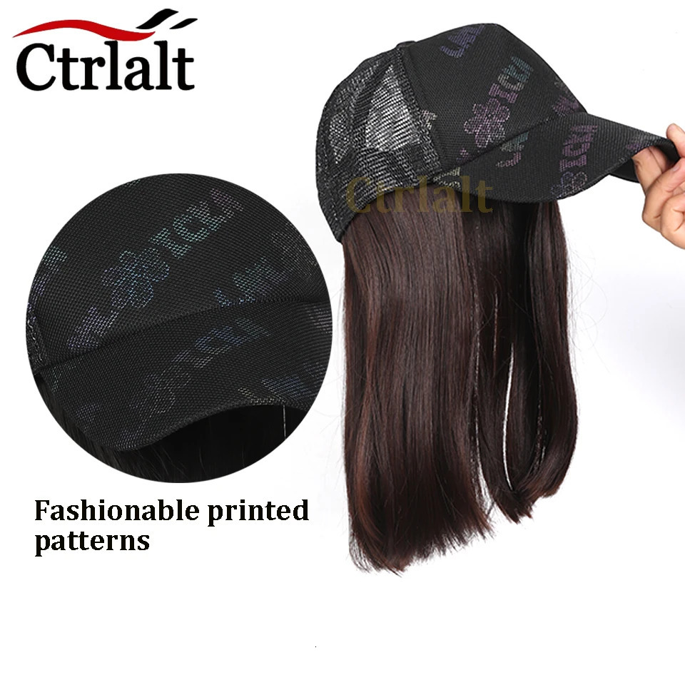 Synthetic Heat-Resisting Fiber Straight Hair Extensions With White Baseball Cap Wig For Girls Casual Daily 250530