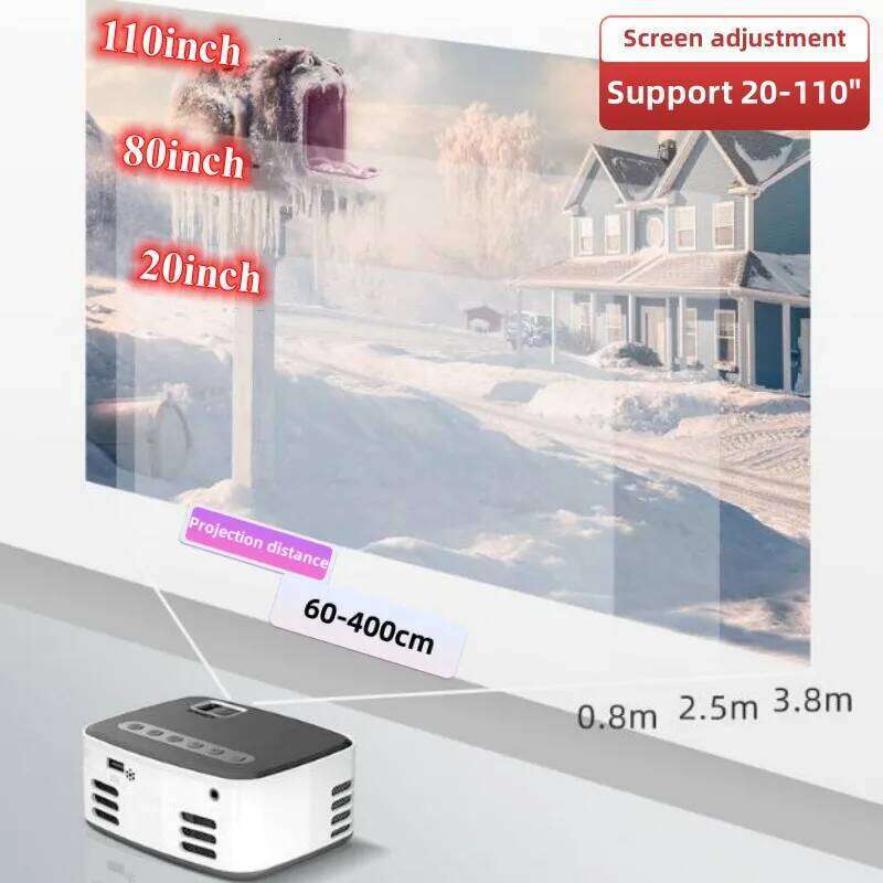 T20 USB LED HD 1080P Built-in Same-screen Version Wireless Mobile Phone MINI Projector Portable Home Theater Media Video Player