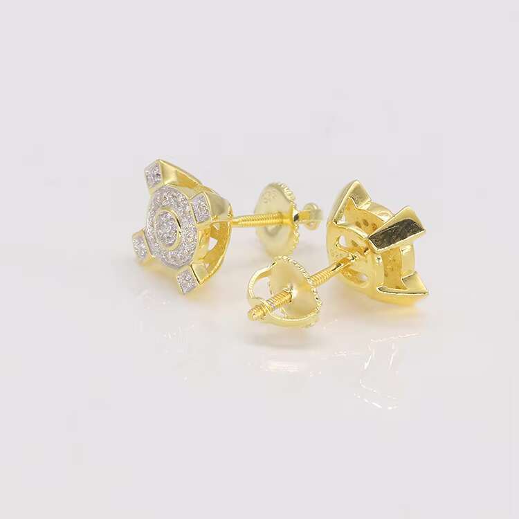 Custom Design 925 Silver 14K 18K Gold Plated GRA Certificated VVS Moissanite Stud Earrings Hip Hop Diamond Earrings Men