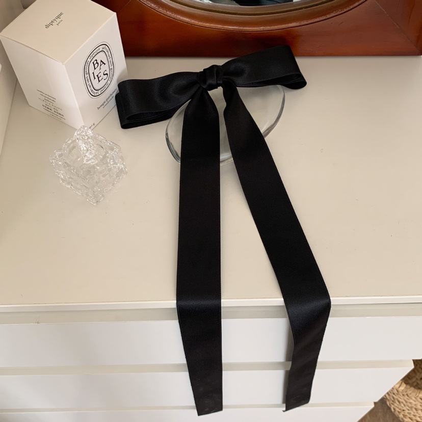 French Girl Style Extra Long Bow knot Ribbon Hair Clip Chic Top Clip for Back of Head Versatile Daily Hair Accessory