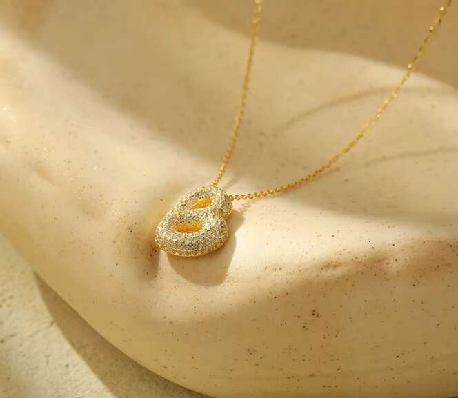 925 Sterling Silver Bubble Letter Necklace for Female Super Flash Full Diamond Balloon Pendant Zircon Hip Hop Clavicle Gift