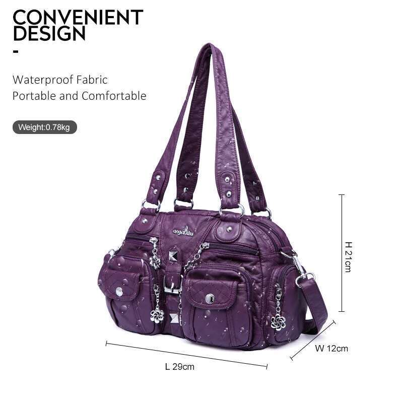 Pu Lady Women Fashion Shoulder Bag Soft Hobos Messenger Top-Handle Handbag Satchel Front Pockets Purse Bolsas