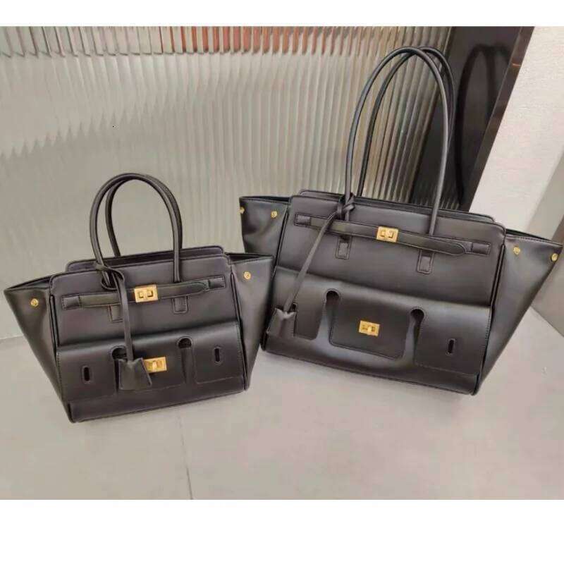 Large Capacity Genuine Leather Wing Tote Bag Trend Advanced Texture Simple Soft Wear-Resistant Travel Lage Handbag