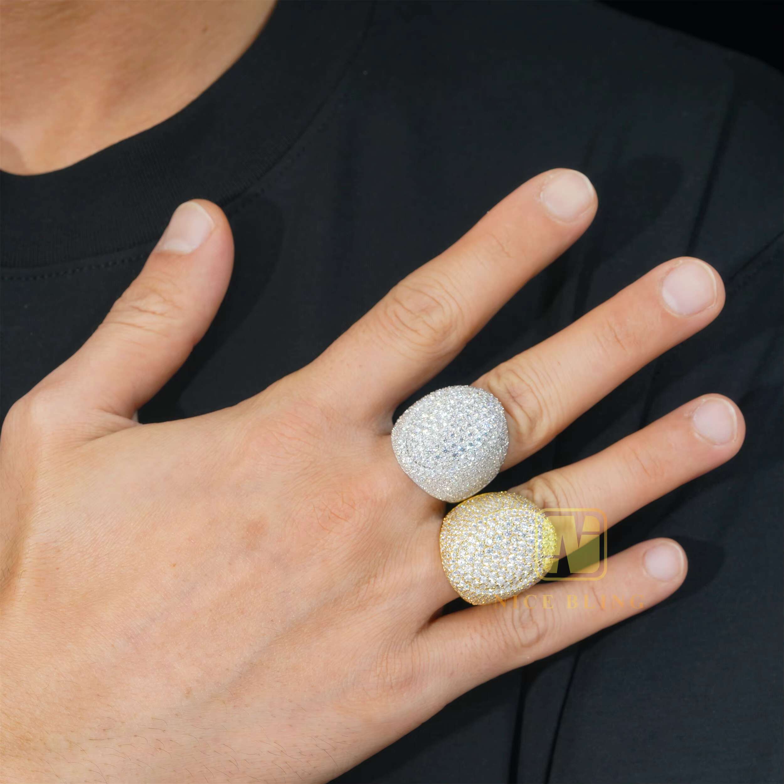 Half Iced Out Oval Shape Rings Pass Diamond Tester Hip Hop Moissanite Engagement Rings S925 Silver Jewelry