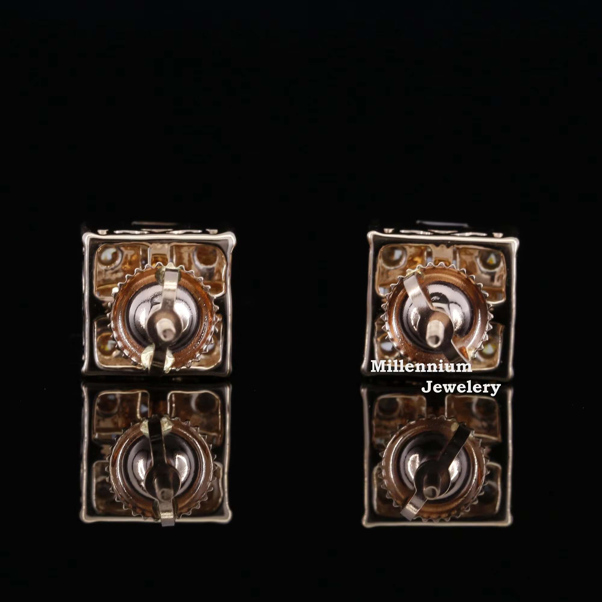 Premium Quality Moissanite Earrings Rose Gold Plated Sterling Silver Stud Earrings Square Earrings Screw Back Finding