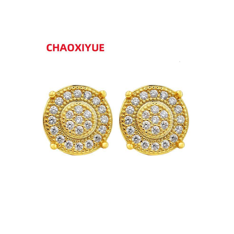 Hip Hop Jewelry Iced Out VVS Moissanite Diamond White Gold Plated 925 Silver Round Stud Earrings for Men