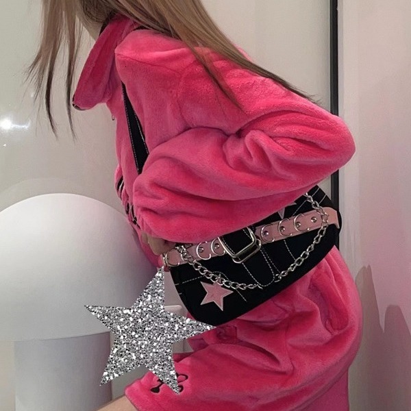 designer Chain Bag Sweet Spicy Bag Laser Heart Sweet Cool Girl Y2K Niche Design Small Bag New Hot Girl Underarm Bag