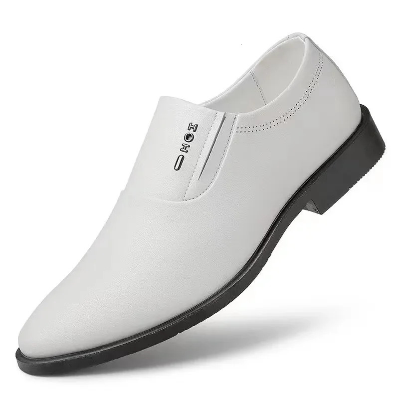 Men Business Formal Leather Shoes White Inner Height Increasing Men Shoes Leather Shoes Slip on Shoes 250526