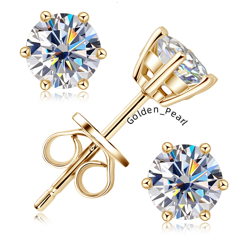 Moissanite 0.5CT 1CT 2CT 3CT Gold Plated 925 Sterling Silver Vvs Moissanite Stud Earrings with Moissanite