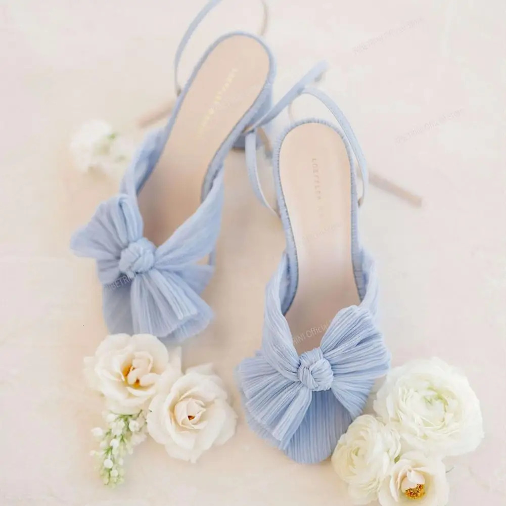 Ankle Strap Sandals For Women Bow Knot Open Toe Wedding Shoes Summer Chunky Heel Elegant Comfy 250528