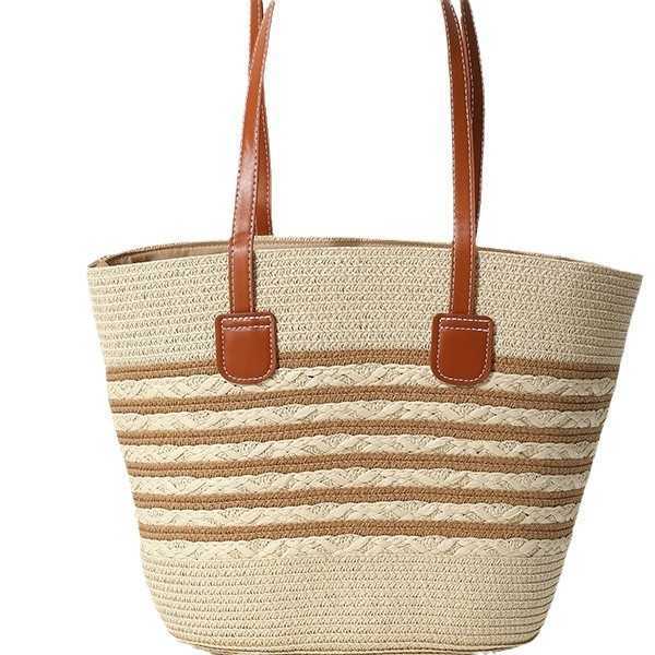 Straight Hair Large Capacity Tote Woven Bag Beach Vacation Bag Lightweight Fashion and Versatile