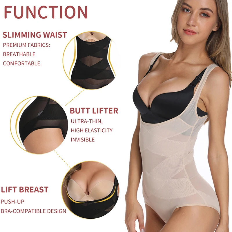Women Body Shaper Waist Trainer Slimming Tummy Control Shaperwear Breathable Shapers Modeling Belt Bodysuits Summer Corset 250523
