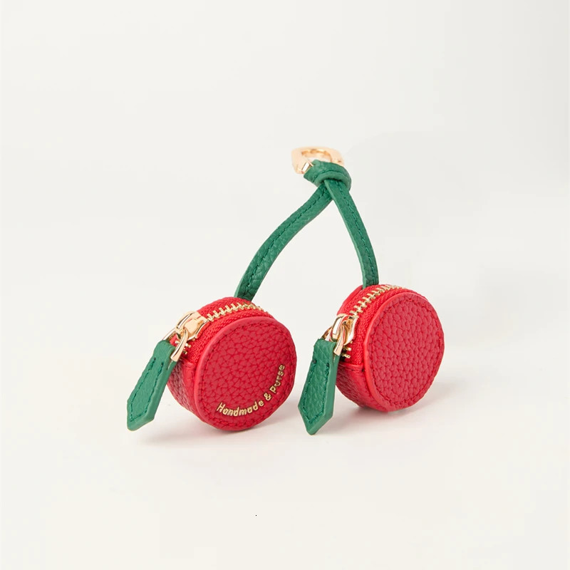 Charming cherry Mini fruit Coin Purse Microfiber leather Charm with Keychain Sweet Style for airtag women gift 250530