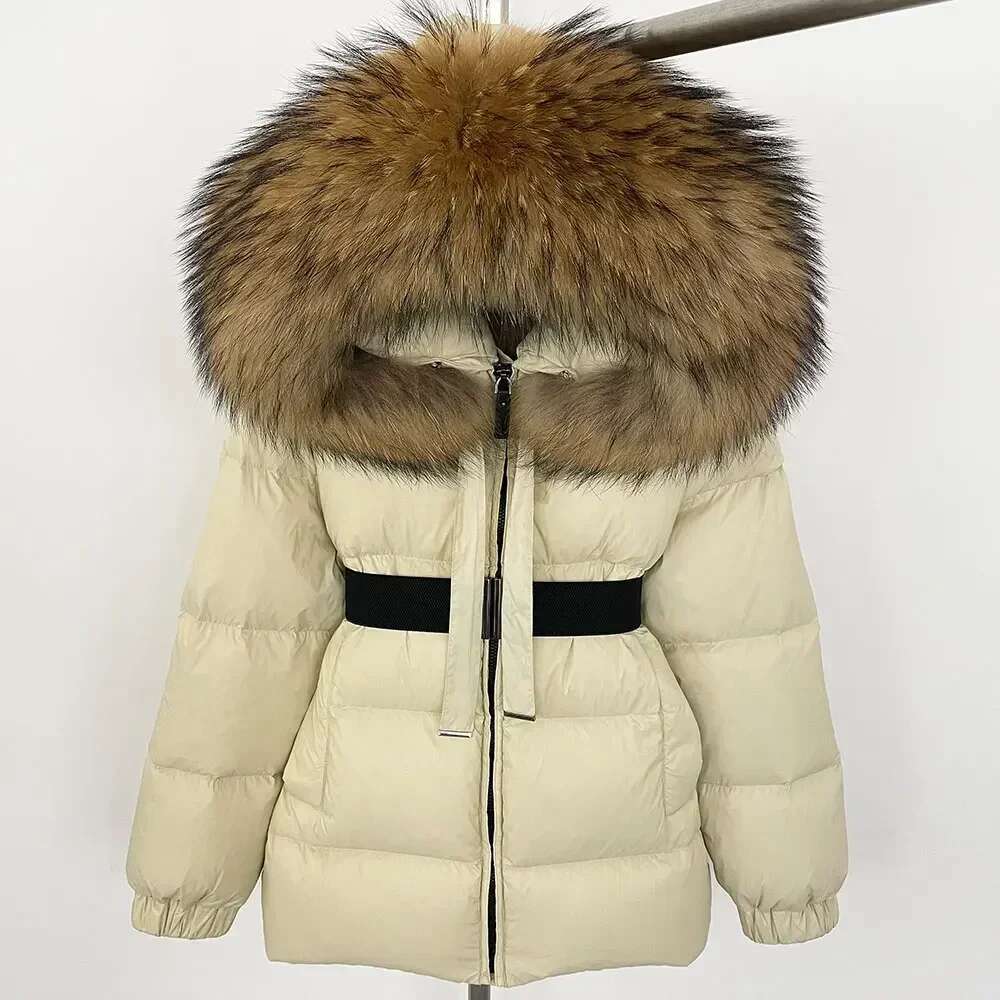 90% Duck Down Coat Female Winter 2024 Short Hooded Feather Parkas Waterproof Huge Puffer Women Real Raccoon Fur Jacket High quality, fashionable, luxu