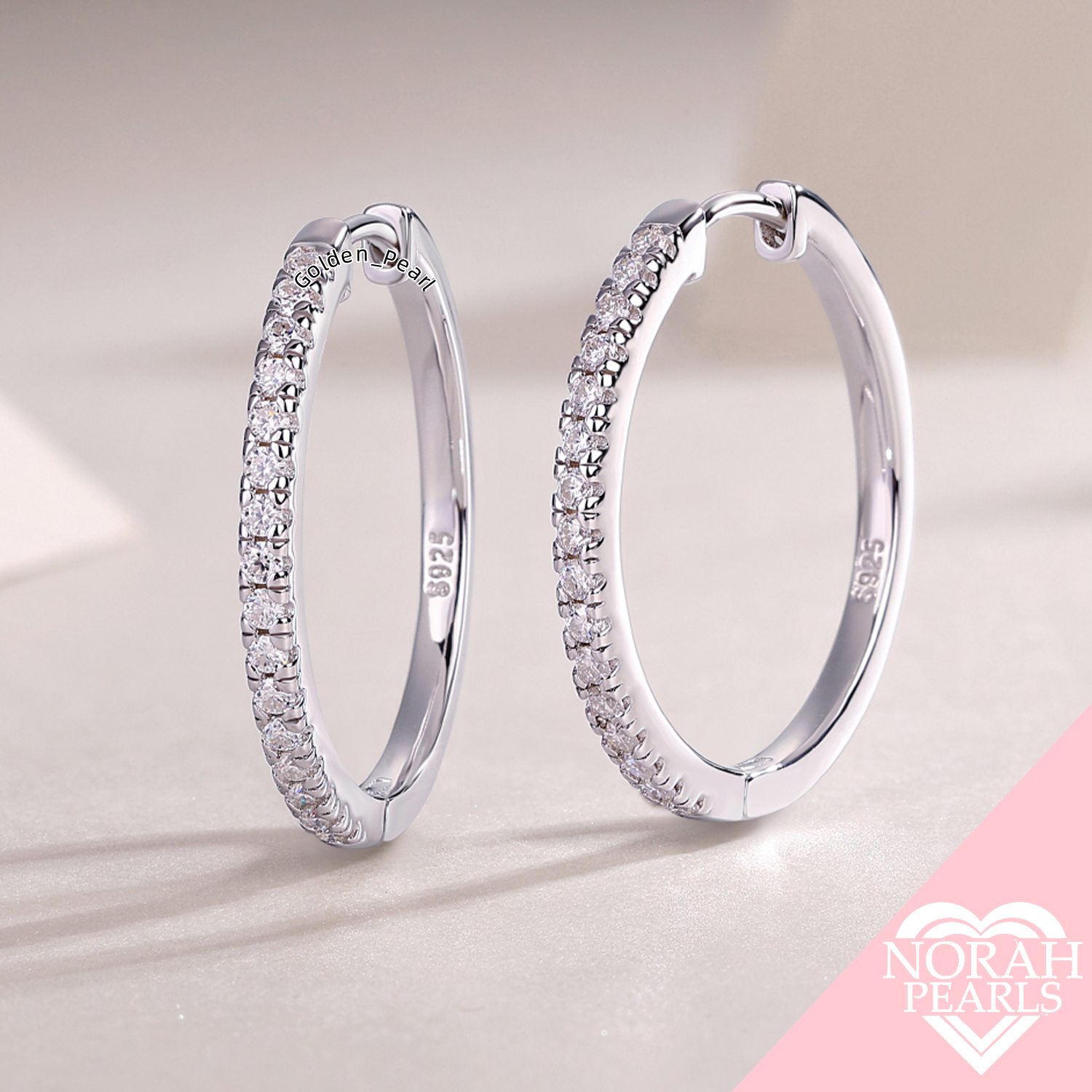Moissanite Medium Hoop Earrings in 925 Sterling Silver - Wholesale Jewelry Collection