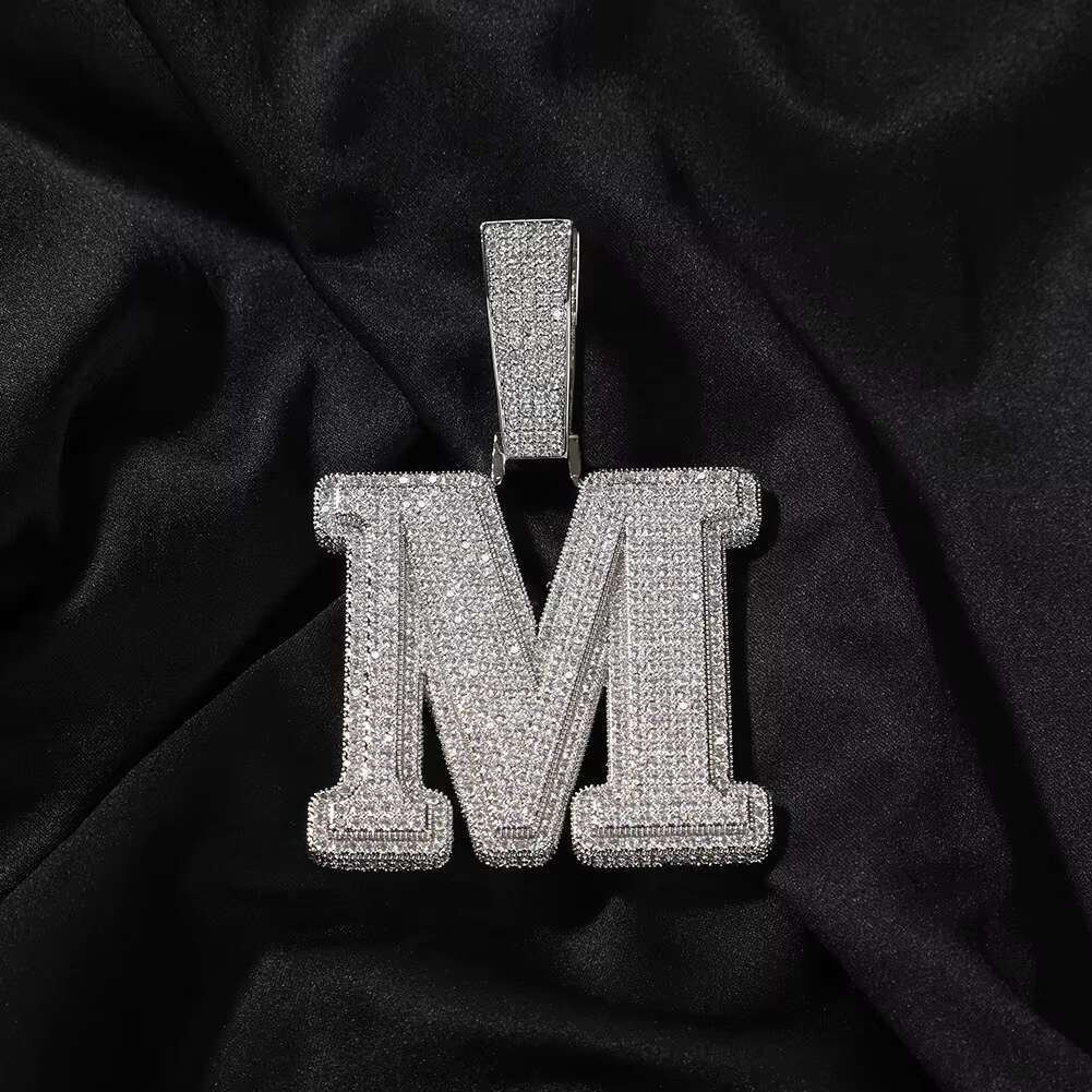 High Quality Full Diamonds Letter Initial Name M Jewelry Personalized Custom Hiphop Pendant Necklace