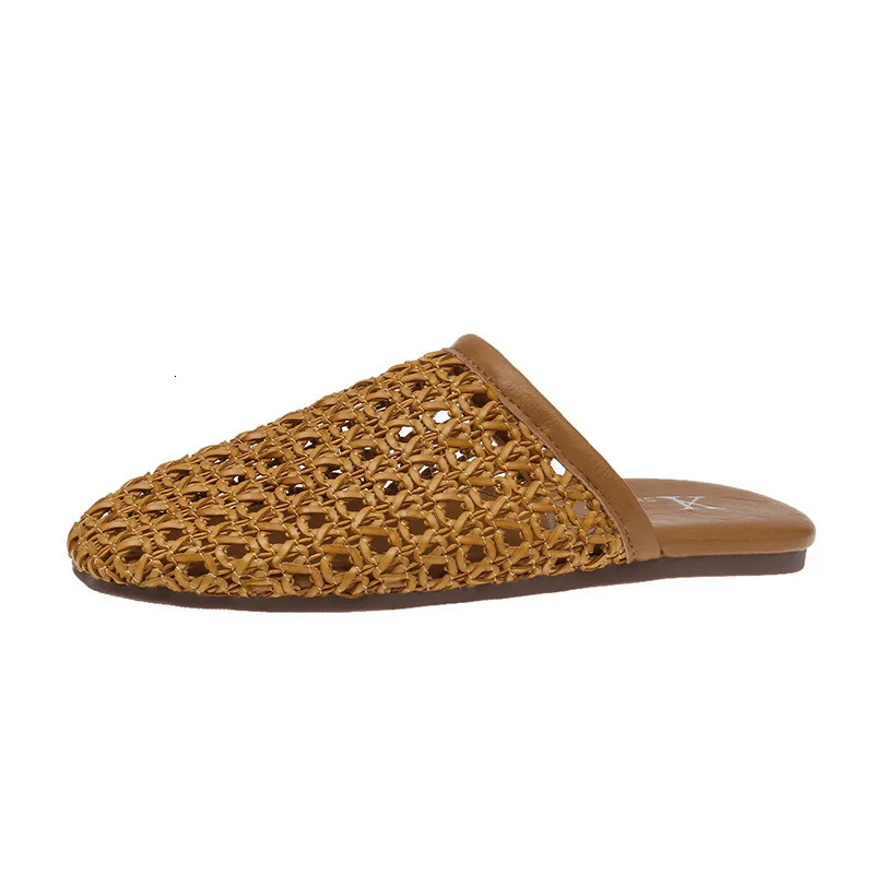 Weave Flats Mules Shoes Women Casual Sandals Summer Slippers Slingback Fashion Beach Slides Trend Mujer De Sandalias 250528