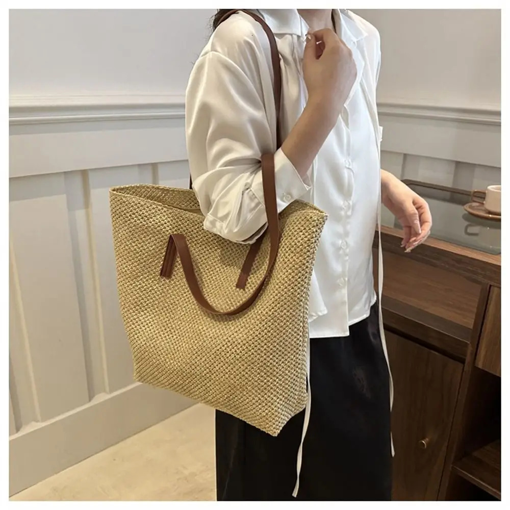 Rattan Straw Bag Fashion Large Capacity Handmade Braid Handbags Woven Shoulder Bag Summer Beach 250530