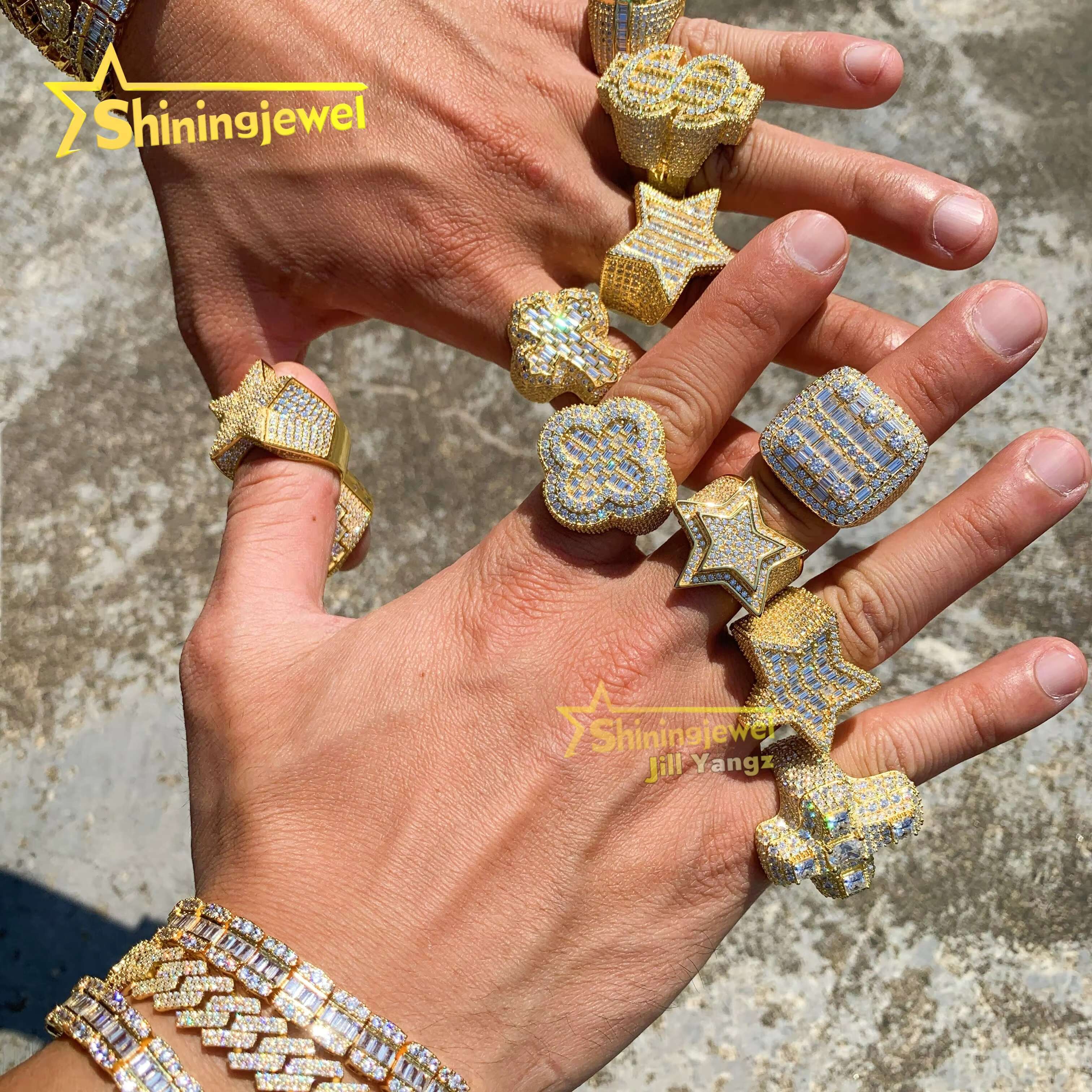 Trending Products 2025 Real Gold Plated Jewelry Moissanite Championship Ring Collection 925 Rings for Men Hip Hop Fine Jewelry