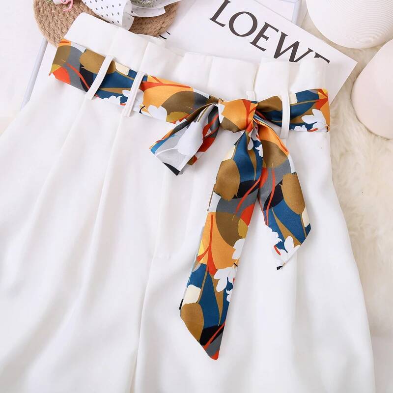NEW Women's Dress Jeans Decorative Bow Belt Retro Printing Twill Waist Summer Bag Hats Ribbons Women Silk Neckerchiefs 5X150CM