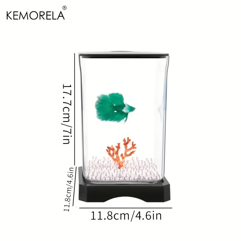 KEMORELA Acrylic Betta Fish Tank High Transparency with Feeding Hole Desktop Fish Bowl Removable Small Landscape Fish Tank 250530