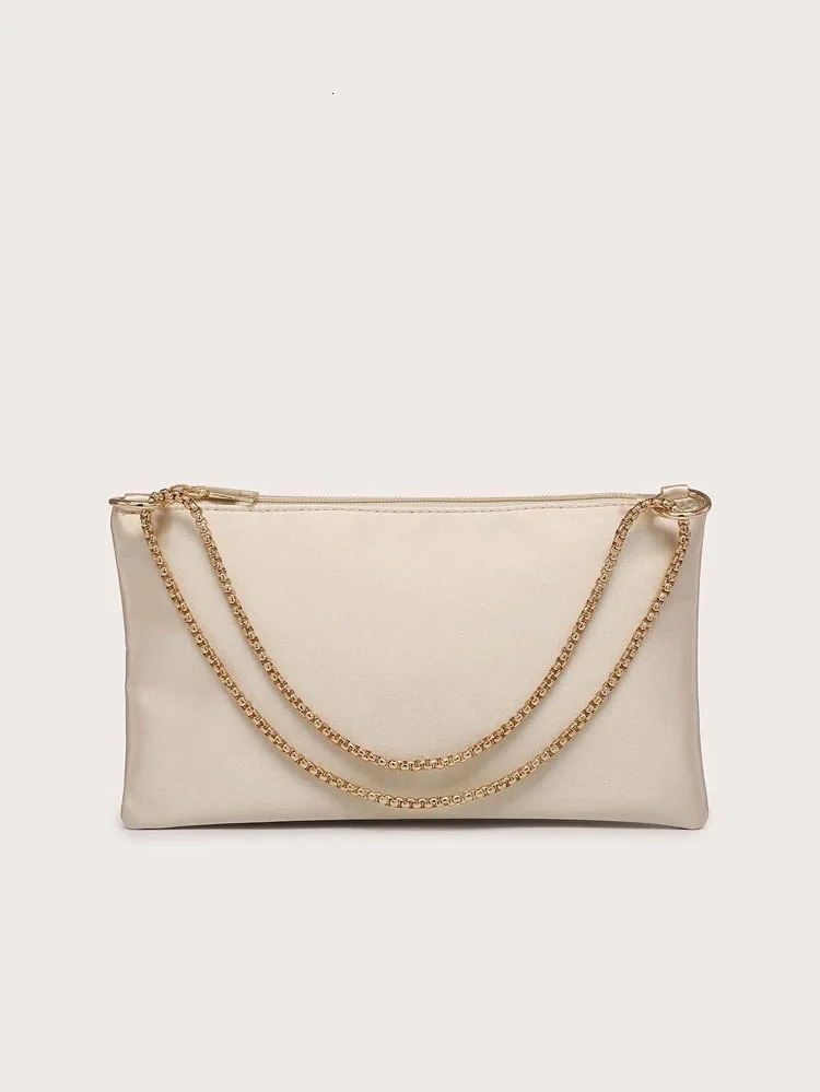 elegant solid metal chain underarm woman evening bags for wedding and night 250528