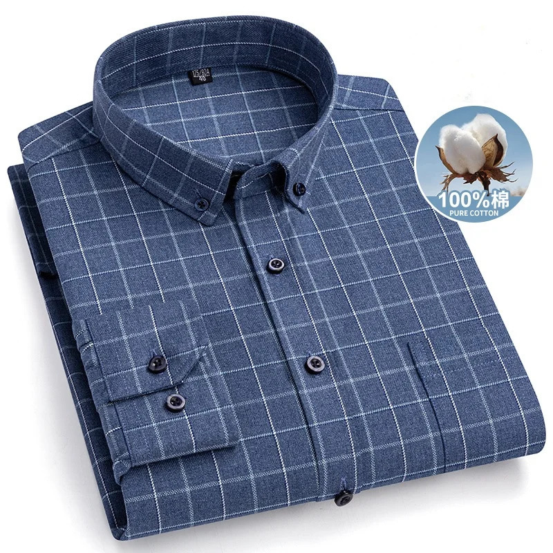 100Pure Cotton Mens Shirt Long Sleeve Classic Versatile Soft Breathable Casual Fashion Business Social S7XL 250528Z